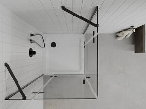 Mexen Roma Duo kabina prysznicowa uchylna 100 x 100 cm, transparent, czarna + brodzik Flat - 854-100-100-70-02-4010B