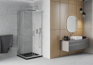 Mexen Rio kabina prysznicowa kwadratowa 90 x 90 cm, transparent, chrom + brodzik Flat, czarny - 860-090-090-01-00-4070