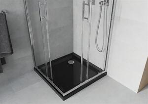 Mexen Rio kabina prysznicowa kwadratowa 80 x 80 cm, transparent, chrom + brodzik Flat, czarny - 860-080-080-01-00-4070