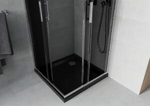 Mexen Rio kabina prysznicowa kwadratowa 70 x 70 cm, grafit, chrom + brodzik Flat, czarny - 860-070-070-01-40-4070