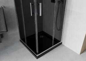 Mexen Rio kabina prysznicowa kwadratowa 90 x 90 cm, grafit, chrom + brodzik Flat, czarny - 860-090-090-01-40-4070