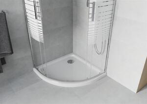 Mexen Rio kabina prysznicowa półokrągła 80 x 80 cm, pasy, chrom + brodzik Flat, biały - 863-080-080-01-20-4110