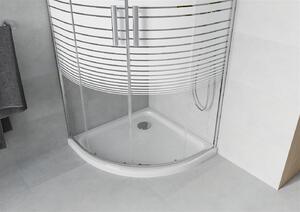 Mexen Rio kabina prysznicowa półokrągła 90 x 90 cm, pasy, chrom + brodzik Flat, biały - 863-090-090-01-20-4110