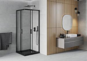 Mexen Rio kabina prysznicowa kwadratowa 80 x 80 cm, transparent, czarna + brodzik Flat, czarny - 860-080-080-70-00-4070B