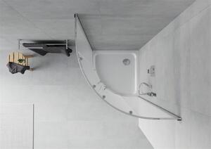 Mexen Rio kabina prysznicowa półokrągła 80 x 80 cm, szron, chrom + brodzik Flat, biały - 863-080-080-01-30-4110