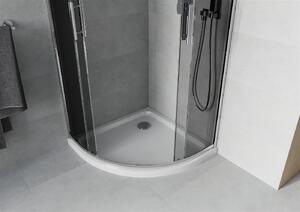 Mexen Rio kabina prysznicowa półokrągła 80 x 80 cm, grafit, chrom + brodzik Flat, biały - 863-080-080-01-40-4110