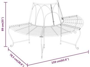 Ławka pod drzewo, półokrągła, Ø159 cm, czarna, stalowa