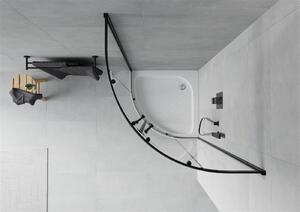 Mexen Rio kabina prysznicowa półokrągła 70 x 70 cm, transparent, czarna + brodzik Rio, biały - 863-070-070-70-00-4710