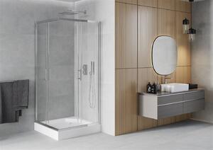 Mexen Rio kabina prysznicowa kwadratowa 90 x 90 cm, transparent, chrom + brodzik Rio, biały - 860-090-090-01-00-4510