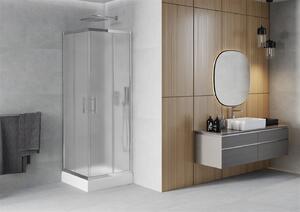 Mexen Rio kabina prysznicowa kwadratowa 70 x 70 cm, szron, chrom + brodzik Rio, biały - 860-070-070-01-30-4510