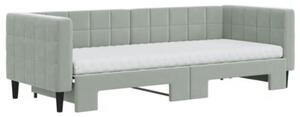Sofa rozsuwana z materacami, jasnoszara, 80x200 cm, aksamit