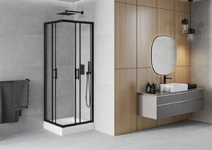 Mexen Rio kabina prysznicowa kwadratowa 70 x 70 cm, transparent, czarna + brodzik Rio, biały - 860-070-070-70-00-4510