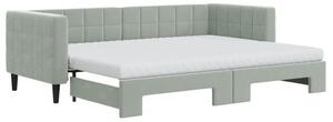 Sofa rozsuwana z materacami, jasnoszara, 80x200 cm, aksamit