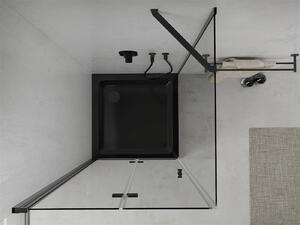Mexen Lima kabina prysznicowa składana 80 x 80 cm, transparent, czarna + brodzik Flat, czarny - 856-080-080-70-00-4070B