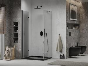 Mexen Lima kabina prysznicowa składana 80 x 120 cm, transparent, czarna + brodzik Flat, czarny - 856-080-120-70-00-4070B