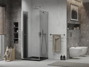 Mexen Lima kabina prysznicowa składana 80 x 80 cm, grafit, chrom + brodzik Flat, czarny - 856-080-080-01-40-4070