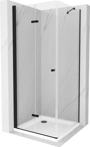 Mexen Lima kabina prysznicowa składana 70 x 70 cm, transparent, czarna + brodzik Flat, biały - 856-070-070-70-00-4010B