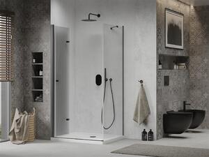 Mexen Lima kabina prysznicowa składana 80 x 70 cm, transparent, czarna + brodzik Flat, biały - 856-080-070-70-00-4010B