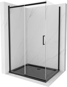 Mexen Omega kabina prysznicowa rozsuwana 100 x 80 cm, transparent, czarna + brodzik Flat, czarny - 825-100-080-70-00-4070B