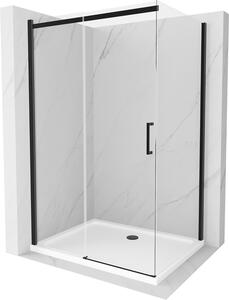 Mexen Omega kabina prysznicowa rozsuwana 120 x 80 cm, transparent, czarna + brodzik Flat, biały - 825-120-080-70-00-4010B