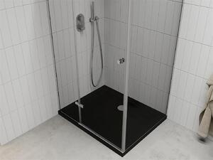 Mexen Roma kabina prysznicowa uchylna 120 x 80 cm, transparent, chrom + brodzik Flat, czarny - 854-120-080-01-00-4070