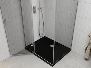 Mexen Roma kabina prysznicowa uchylna 120 x 80 cm, transparent, chrom + brodzik Flat, czarny - 854-120-080-01-00-4070