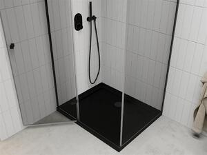 Mexen Roma kabina prysznicowa uchylna 80 x 120 cm, transparent, czarna + brodzik Flat, czarny - 854-080-120-70-00-4070B