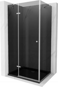 Mexen Roma kabina prysznicowa uchylna 80 x 120 cm, grafit, chrom + brodzik Flat, czarny - 854-080-120-01-40-4070