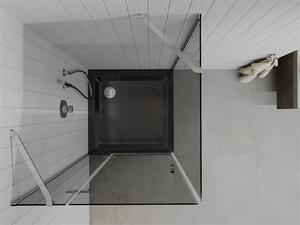 Mexen Roma kabina prysznicowa uchylna 80 x 80 cm, grafit, chrom + brodzik Flat, czarny - 854-080-080-01-40-4070