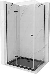 Mexen Roma kabina prysznicowa uchylna 120 x 80 cm, transparent, czarna + brodzik Flat, czarny - 854-120-080-70-00-4070B