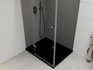 Mexen Roma kabina prysznicowa uchylna 100 x 80 cm, grafit, chrom + brodzik Flat, czarny - 854-100-080-01-40-4070