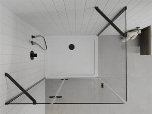 Mexen Roma kabina prysznicowa uchylna 80 x 120 cm, transparent, czarna + brodzik Flat, czarny - 854-080-120-70-00-4070B