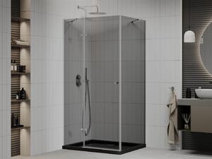 Mexen Roma kabina prysznicowa uchylna 100 x 80 cm, grafit, chrom + brodzik Flat, czarny - 854-100-080-01-40-4070