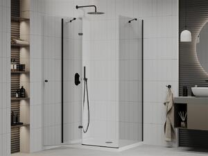 Mexen Roma kabina prysznicowa uchylna 100 x 80 cm, transparent, czarna + brodzik Flat, biały - 854-100-080-70-00-4010B