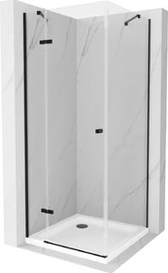 Mexen Roma kabina prysznicowa uchylna 70 x 70 cm, transparent, czarna + brodzik Flat, biały - 854-070-070-70-00-4010B
