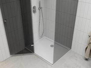Mexen Roma kabina prysznicowa uchylna 80 x 70 cm, grafit, chrom + brodzik Flat, biały - 854-080-070-01-40-4010