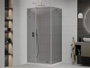 Mexen Roma kabina prysznicowa uchylna 80 x 120 cm, grafit, chrom + brodzik Flat, biały - 854-080-120-01-40-4010
