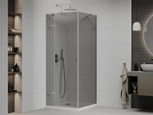 Mexen Roma kabina prysznicowa uchylna 70 x 70 cm, grafit, chrom + brodzik Flat, biały - 854-070-070-01-40-4010