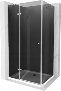 Mexen Roma kabina prysznicowa uchylna 80 x 70 cm, grafit, chrom + brodzik Flat, biały - 854-080-070-01-40-4010