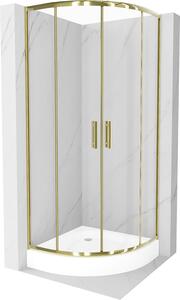 Mexen Rio kabina prysznicowa półokrągła 70 x 70 cm, transparent, złota + brodzik Rio, biały - 863-070-070-50-00-4710