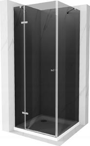 Mexen Roma kabina prysznicowa uchylna 100 x 100 cm, grafit, chrom + brodzik Flat, biały - 854-100-100-01-40-4010