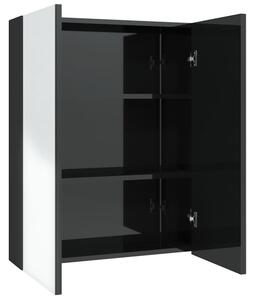 Szafka łazienkowa z lustrem 60x15x75 cm, mdf, czerń z połyskiem