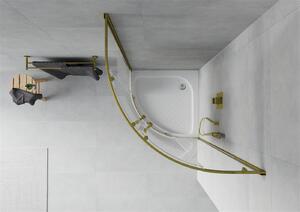 Mexen Rio kabina prysznicowa półokrągła 70 x 70 cm, pasy, złota + brodzik Rio, biały - 863-070-070-50-20-4710