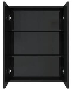 Szafka łazienkowa z lustrem 60x15x75 cm, mdf, czerń z połyskiem