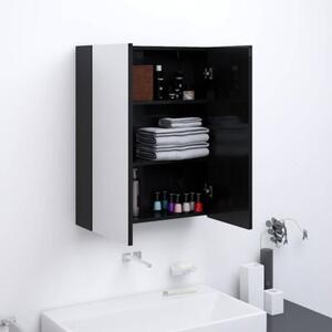 Szafka łazienkowa z lustrem 60x15x75 cm, mdf, czerń z połyskiem