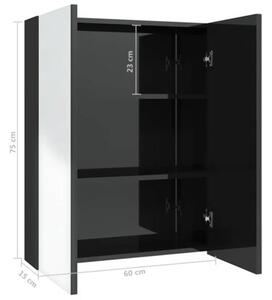 Szafka łazienkowa z lustrem 60x15x75 cm, mdf, czerń z połyskiem