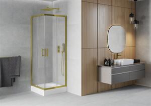 Mexen Rio kabina prysznicowa kwadratowa 70 x 70 cm, szron, złota + brodzik Rio, biały - 860-070-070-50-30-4510
