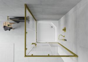 Mexen Rio kabina prysznicowa kwadratowa 90 x 90 cm, pasy, złota + brodzik Rio, biały - 860-090-090-50-20-4510