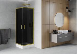 Mexen Rio kabina prysznicowa kwadratowa 70 x 70 cm, grafit, złota + brodzik Rio, biały - 860-070-070-50-40-4510