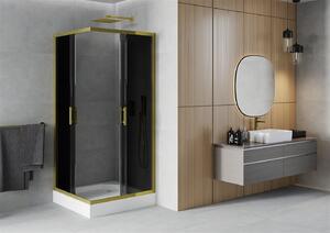 Mexen Rio kabina prysznicowa kwadratowa 90 x 90 cm, grafit, złota + brodzik Rio, biały - 860-090-090-50-40-4510